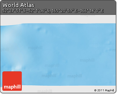 Shaded Relief 3D Map of the Area around 52° 14' 43" S, 165° 49' 29" E