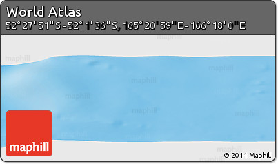 Shaded Relief Panoramic Map of the Area around 52° 14' 43" S, 165° 49' 29" E