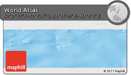 Shaded Relief Panoramic Map of the Area around 52° 14' 43" S, 166° 40' 30" E