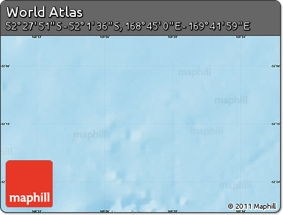 Shaded Relief Map of the Area around 52° 14' 43" S, 169° 13' 29" E