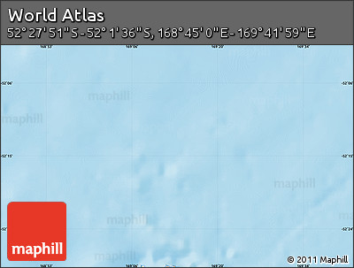 Shaded Relief Map of the Area around 52° 14' 43" S, 169° 13' 29" E