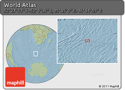 Savanna Style Location Map of the Area around 52° 14' 43" S, 16° 13' 30" E, hill shading