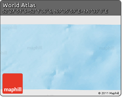 Physical 3D Map of the Area around 52° 14' 43" S, 170° 4' 29" E