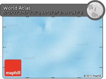 Physical Map of the Area around 52° 14' 43" S, 170° 55' 30" E