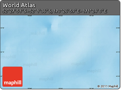 Physical Map of the Area around 52° 14' 43" S, 170° 55' 30" E