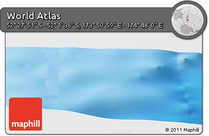 Physical Panoramic Map of the Area around 52° 14' 43" S, 174° 19' 29" E