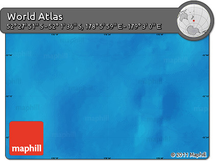 Shaded Relief Map of the Area around 52° 14' 43" S, 178° 34' 29" E