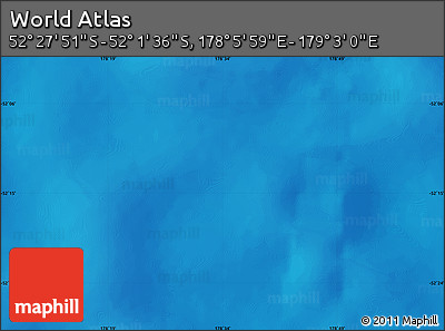 Shaded Relief Map of the Area around 52° 14' 43" S, 178° 34' 29" E