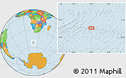 Political Location Map of the area around 52° 14' 43" S, 17° 4' 30" E