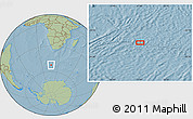 Savanna Style Location Map of the area around 52° 14' 43" S, 17° 4' 30" E, hill shading