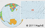 Political Location Map of the area around 52° 14' 43" S, 22° 10' 29" E