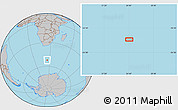 Gray Location Map of the area around 52° 14' 43" S, 24° 43' 30" E