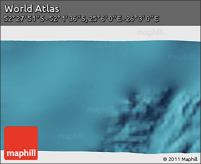 Satellite 3D Map of the Area around 52° 14' 43" S, 25° 34' 30" E