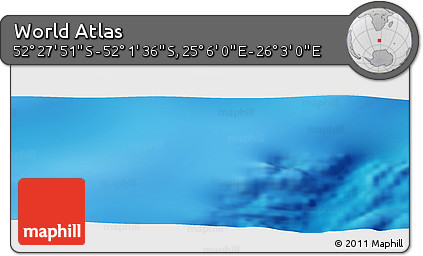 Shaded Relief Panoramic Map of the Area around 52° 14' 43" S, 25° 34' 30" E