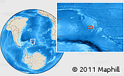 Shaded Relief Location Map of the area around 52° 14' 43" S, 26° 16' 29" W