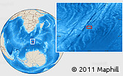 Shaded Relief Location Map of the area around 52° 14' 43" S, 28° 58' 30" E