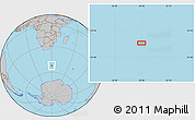Gray Location Map of the area around 52° 14' 43" S, 29° 49' 30" E