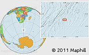 Political Location Map of the area around 52° 14' 43" S, 30° 40' 29" E