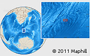 Shaded Relief Location Map of the area around 52° 14' 43" S, 30° 40' 29" E