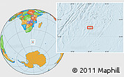 Political Location Map of the area around 52° 14' 43" S, 33° 13' 30" E