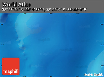 Physical Map of the Area around 52° 14' 43" S, 33° 13' 30" E