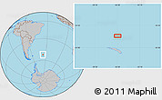 Gray Location Map of the area around 52° 14' 43" S, 36° 28' 30" W