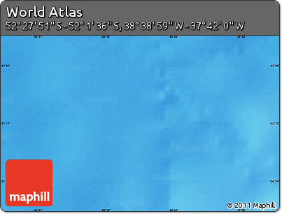 Shaded Relief Map of the Area around 52° 14' 43" S, 38° 10' 29" W