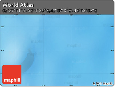 Physical Map of the Area around 52° 14' 43" S, 43° 25' 29" E
