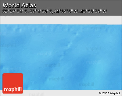 Shaded Relief 3D Map of the Area around 52° 14' 43" S, 44° 7' 30" W