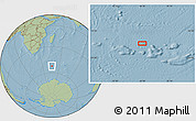 Savanna Style Location Map of the area around 52° 14' 43" S, 46° 49' 30" E, hill shading