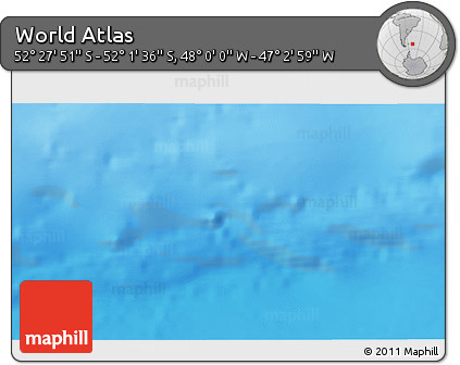 Physical 3D Map of the Area around 52° 14' 43" S, 47° 31' 29" W
