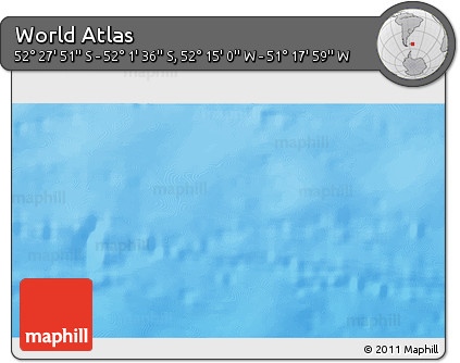 Physical 3D Map of the Area around 52° 14' 43" S, 51° 46' 29" W
