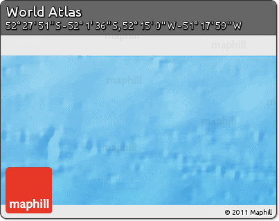 Physical 3D Map of the Area around 52° 14' 43" S, 51° 46' 29" W
