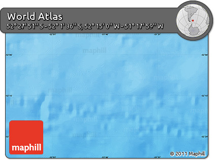 Physical Map of the Area around 52° 14' 43" S, 51° 46' 29" W