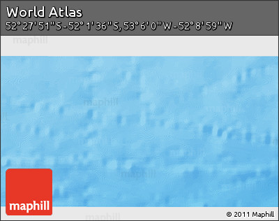 Physical 3D Map of the Area around 52° 14' 43" S, 52° 37' 30" W