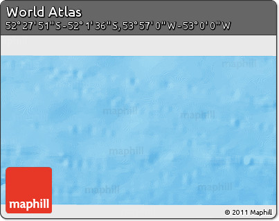 Physical 3D Map of the Area around 52° 14' 43" S, 53° 28' 30" W