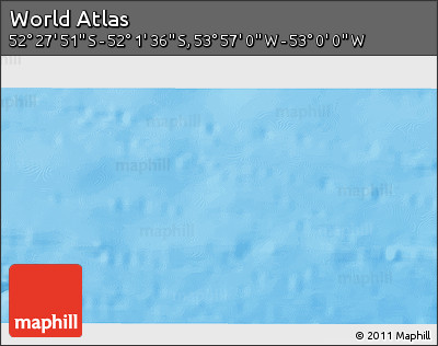 Shaded Relief 3D Map of the Area around 52° 14' 43" S, 53° 28' 30" W