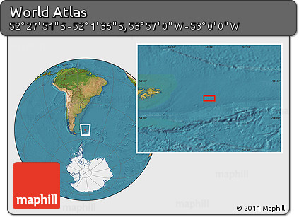 Satellite Location Map of the Area around 52° 14' 43" S, 53° 28' 30" W