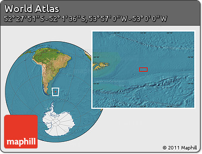 Satellite Location Map of the Area around 52° 14' 43" S, 53° 28' 30" W