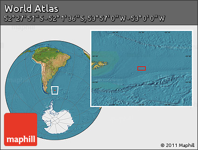 Satellite Location Map of the Area around 52° 14' 43" S, 53° 28' 30" W
