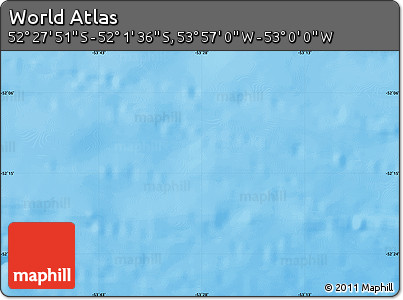 Physical Map of the Area around 52° 14' 43" S, 53° 28' 30" W