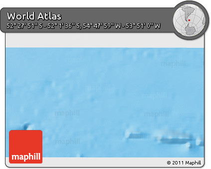 Shaded Relief 3D Map of the Area around 52° 14' 43" S, 54° 19' 30" W