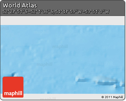 Shaded Relief 3D Map of the Area around 52° 14' 43" S, 54° 19' 30" W