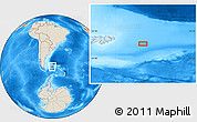 Shaded Relief Location Map of the area around 52° 14' 43" S, 54° 19' 30" W