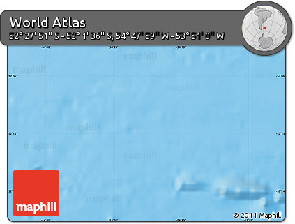 Physical Map of the Area around 52° 14' 43" S, 54° 19' 30" W