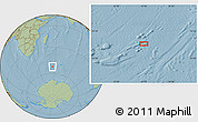 Savanna Style Location Map of the area around 52° 14' 43" S, 55° 19' 30" E, hill shading