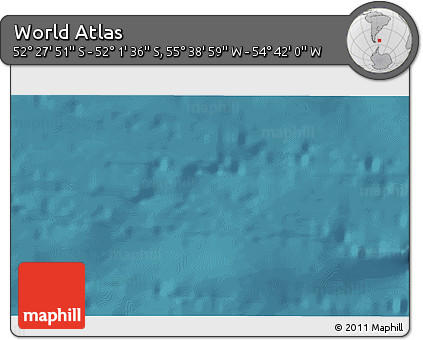 Satellite 3D Map of the Area around 52° 14' 43" S, 55° 10' 29" W