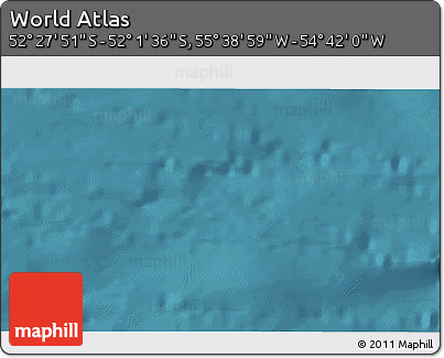 Satellite 3D Map of the Area around 52° 14' 43" S, 55° 10' 29" W