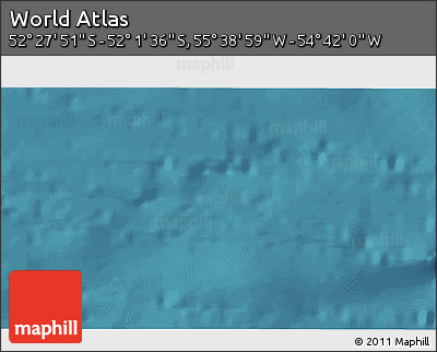 Satellite 3D Map of the Area around 52° 14' 43" S, 55° 10' 29" W