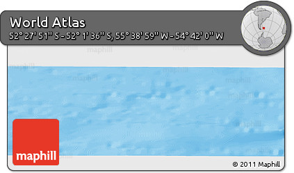 Physical Panoramic Map of the Area around 52° 14' 43" S, 55° 10' 29" W